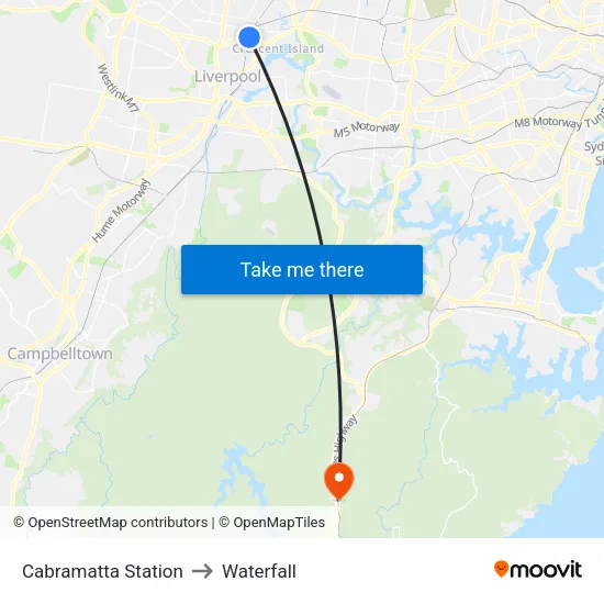 Cabramatta Station to Waterfall map