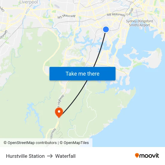 Hurstville Station to Waterfall map
