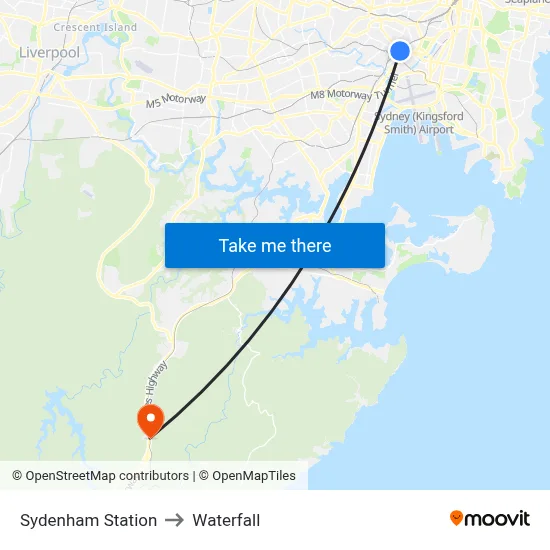 Sydenham Station to Waterfall map