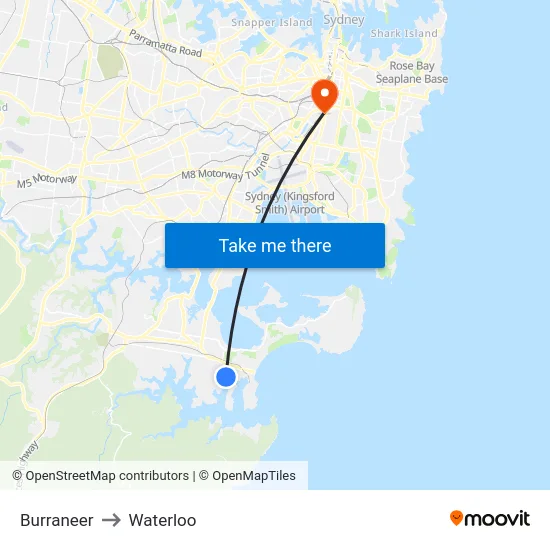 Burraneer to Waterloo map