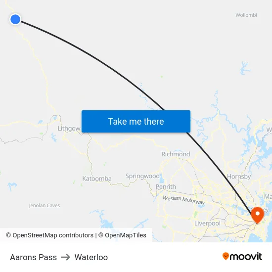 Aarons Pass to Waterloo map