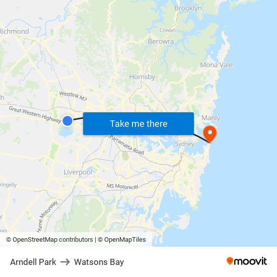 Arndell Park to Watsons Bay map