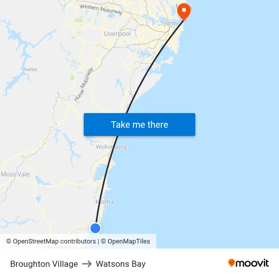 Broughton Village to Watsons Bay map