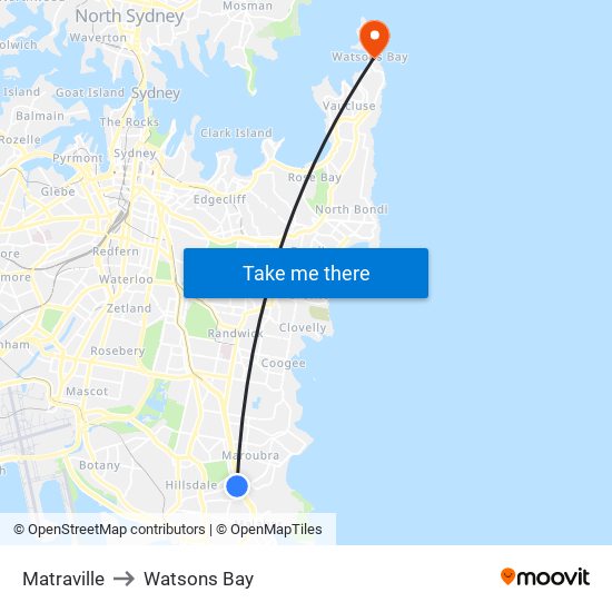 Matraville to Watsons Bay map