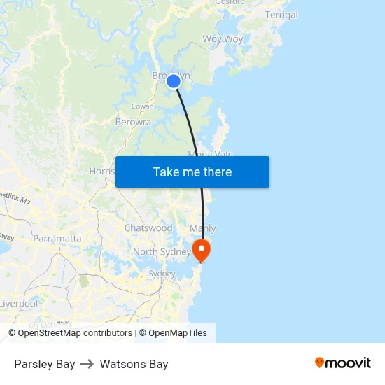 Parsley Bay to Watsons Bay map
