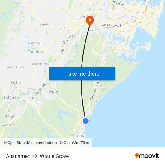 Austinmer to Wattle Grove map