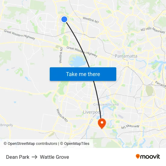 Dean Park to Wattle Grove map
