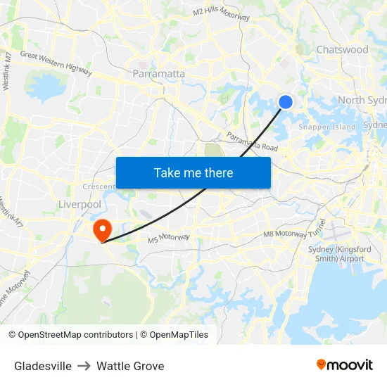 Gladesville to Wattle Grove map