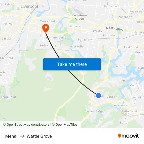 Menai to Wattle Grove map