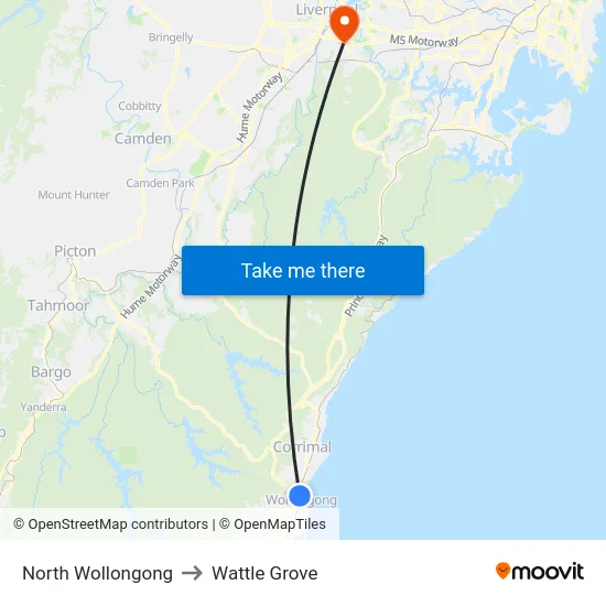 North Wollongong to Wattle Grove map
