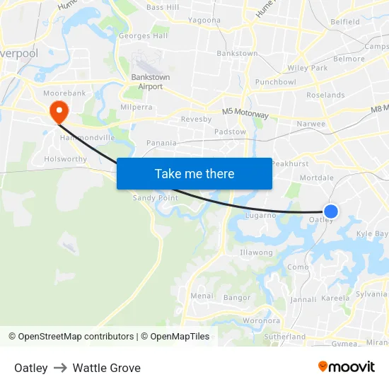 Oatley to Wattle Grove map
