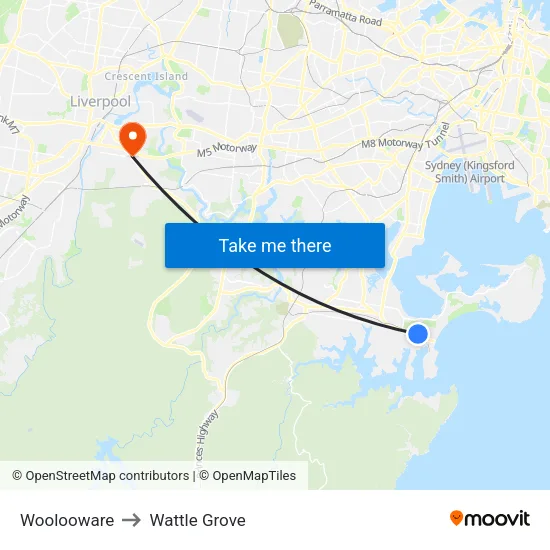 Woolooware to Wattle Grove map