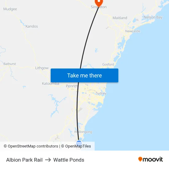 Albion Park Rail to Wattle Ponds map