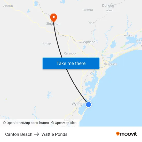 Canton Beach to Wattle Ponds map