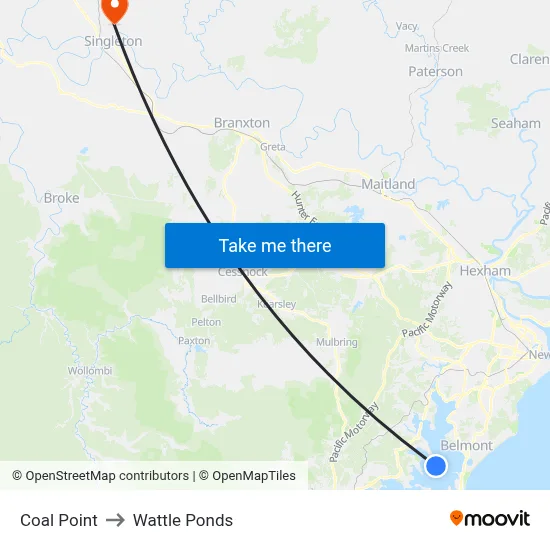 Coal Point to Wattle Ponds map