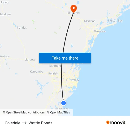 Coledale to Wattle Ponds map