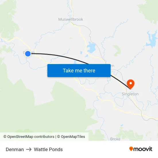 Denman to Wattle Ponds map