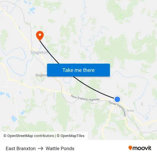 East Branxton to Wattle Ponds map