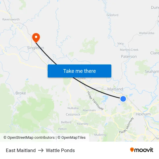 East Maitland to Wattle Ponds map