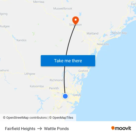 Fairfield Heights to Wattle Ponds map