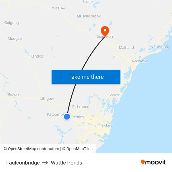 Faulconbridge to Wattle Ponds map
