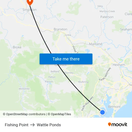 Fishing Point to Wattle Ponds map