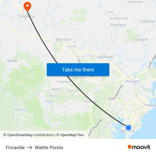 Floraville to Wattle Ponds map