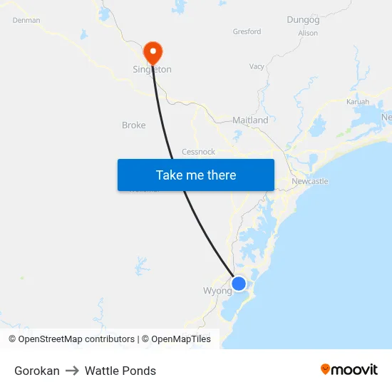 Gorokan to Wattle Ponds map