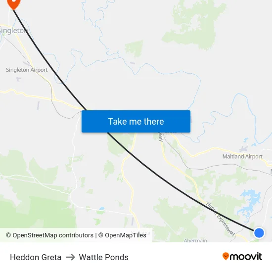 Heddon Greta to Wattle Ponds map