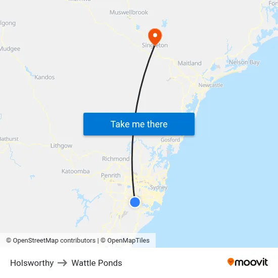 Holsworthy to Wattle Ponds map