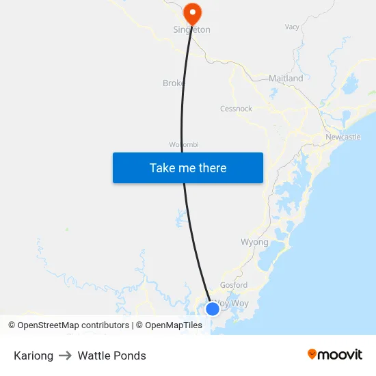 Kariong to Wattle Ponds map