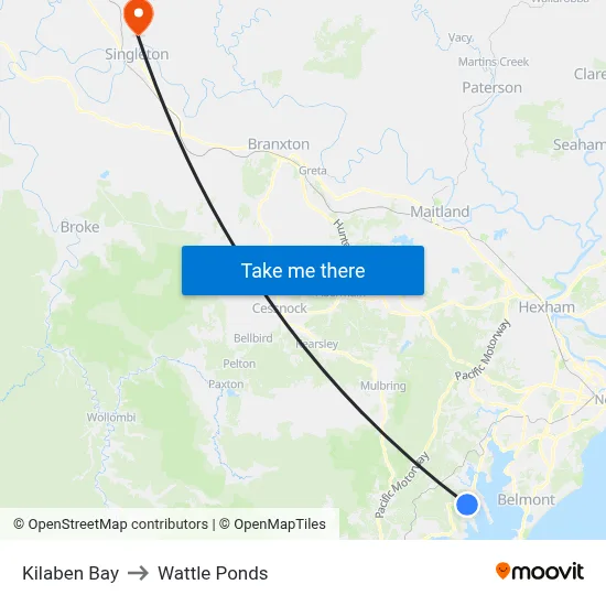 Kilaben Bay to Wattle Ponds map
