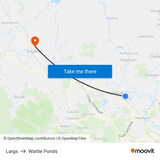 Largs to Wattle Ponds map