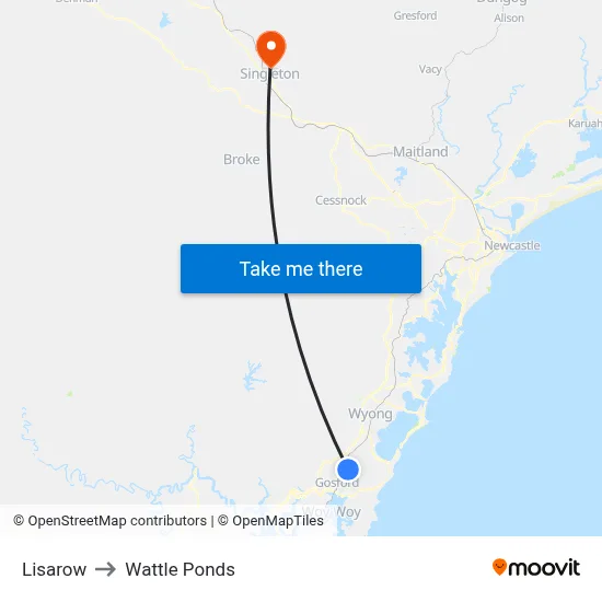 Lisarow to Wattle Ponds map