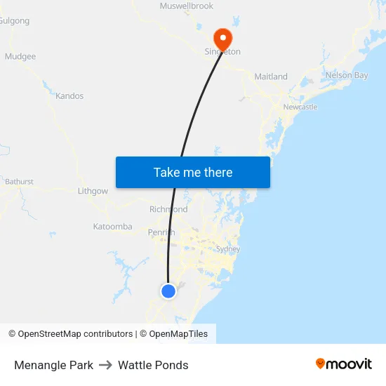 Menangle Park to Wattle Ponds map