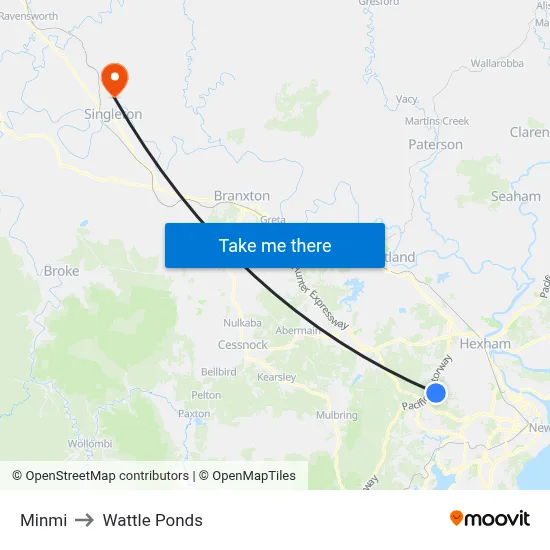 Minmi to Wattle Ponds map