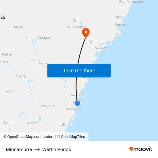 Minnamurra to Wattle Ponds map