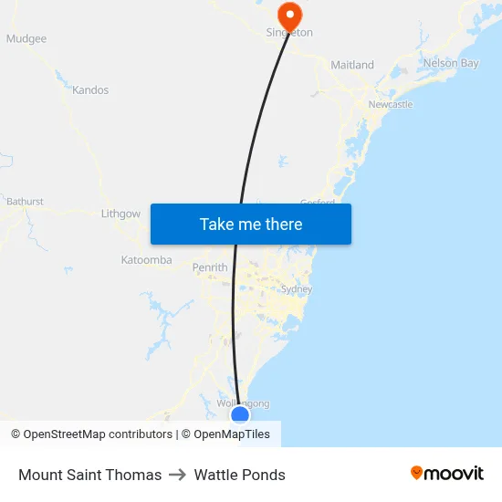 Mount Saint Thomas to Wattle Ponds map