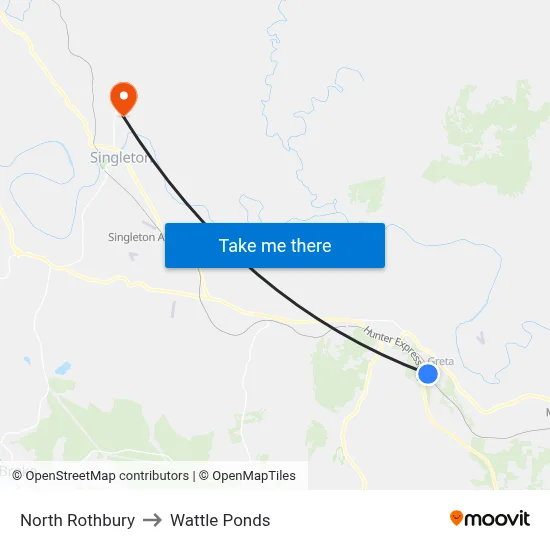 North Rothbury to Wattle Ponds map