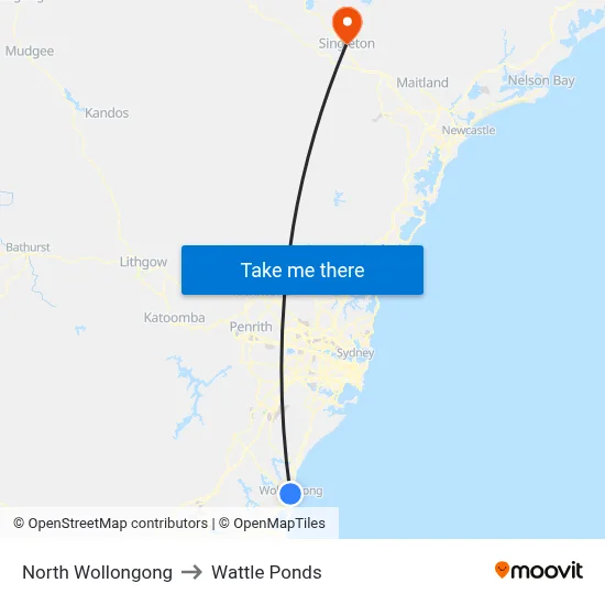 North Wollongong to Wattle Ponds map