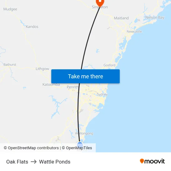 Oak Flats to Wattle Ponds map