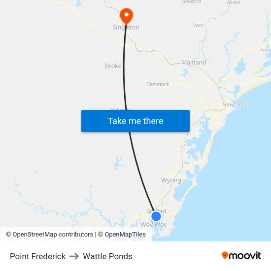 Point Frederick to Wattle Ponds map