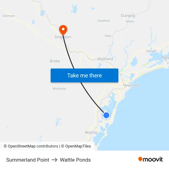 Summerland Point to Wattle Ponds map