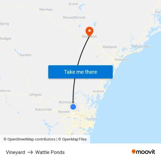 Vineyard to Wattle Ponds map