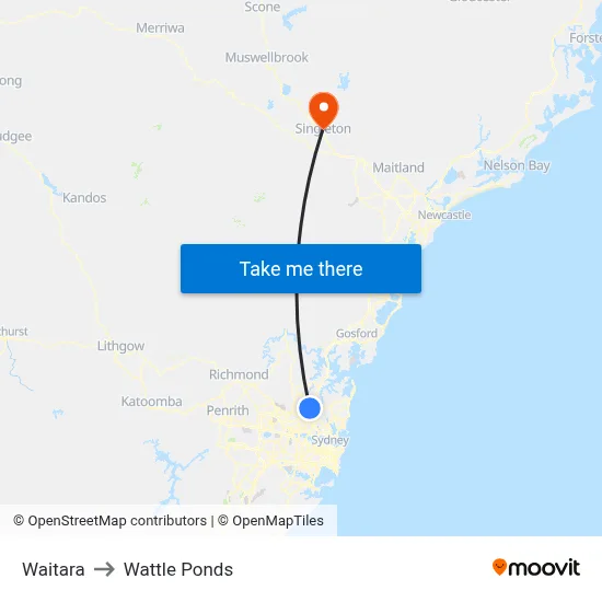 Waitara to Wattle Ponds map