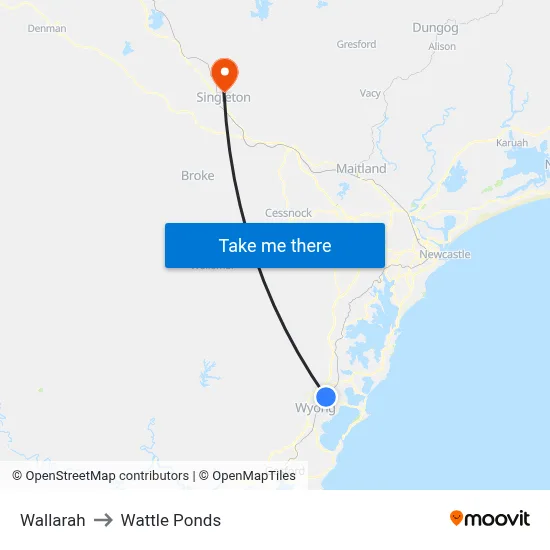 Wallarah to Wattle Ponds map