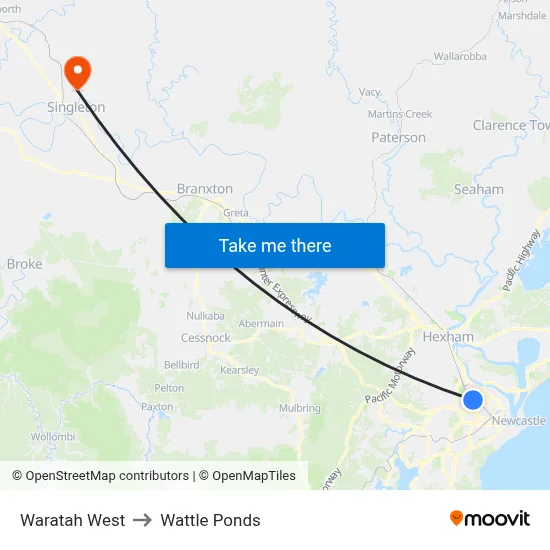 Waratah West to Wattle Ponds map
