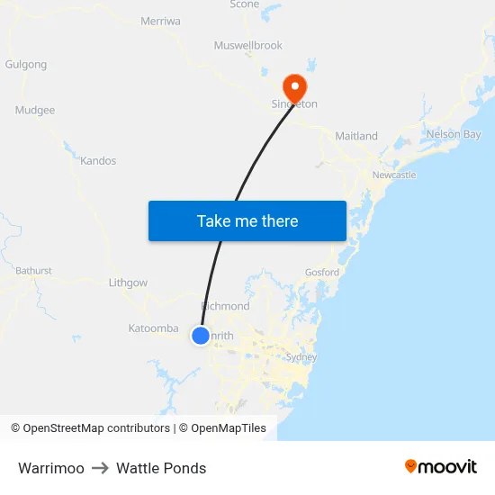 Warrimoo to Wattle Ponds map