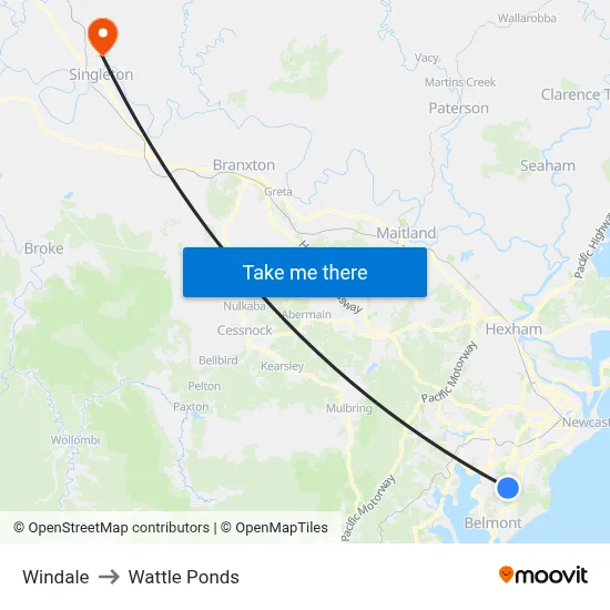 Windale to Wattle Ponds map