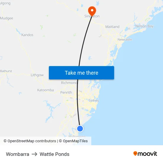 Wombarra to Wattle Ponds map